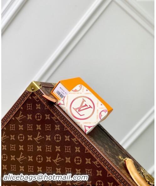 Buy Discount Louis Vuitton Zippy Coin Purse Wallet in Monogram Tiles Canvas M83658 Coral Pink 2024