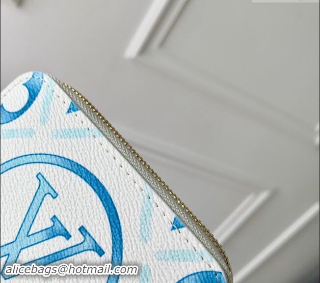 Promotional Louis Vuitton Zippy Coin Purse Wallet in Monogram Tiles Canvas M83658 Lagoon Blue 2024