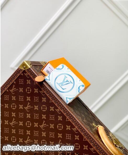 Promotional Louis Vuitton Zippy Coin Purse Wallet in Monogram Tiles Canvas M83658 Lagoon Blue 2024