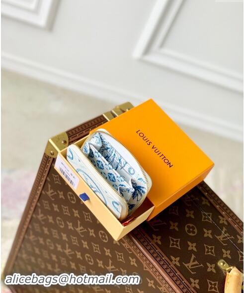 Promotional Louis Vuitton Zippy Coin Purse Wallet in Monogram Tiles Canvas M83658 Lagoon Blue 2024