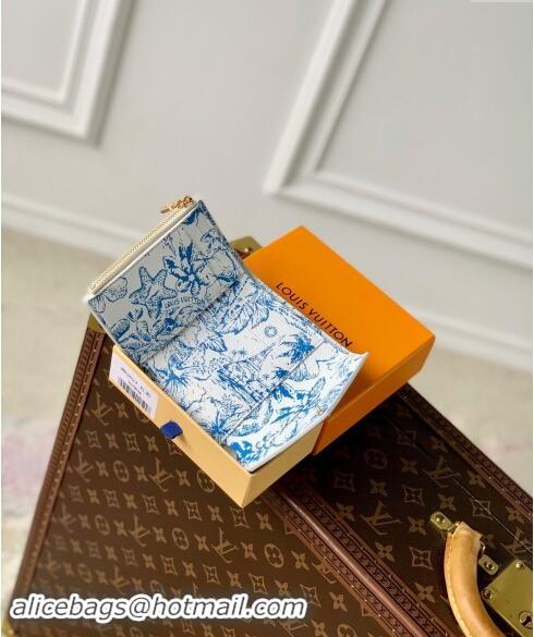 Top Grade Louis Vuitton Victorine Wallet in Monogram Tiles Canvas M83623 Lagoon Blue 2024