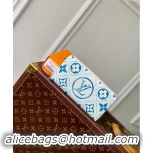 Famous Brand Louis Vuitton Zippy Wallet in Monogram Tiles Canvas M83624 Lagoon Blue 2024