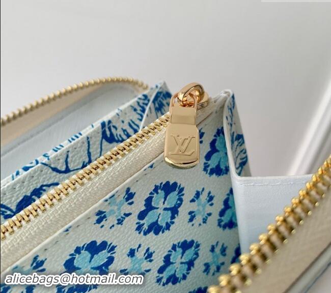 Famous Brand Louis Vuitton Zippy Wallet in Monogram Tiles Canvas M83624 Lagoon Blue 2024