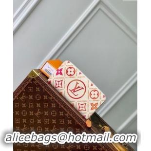 Top Grade Louis Vuitton Zippy Wallet in Monogram Tiles Canvas M11455 Coral Pink 2024