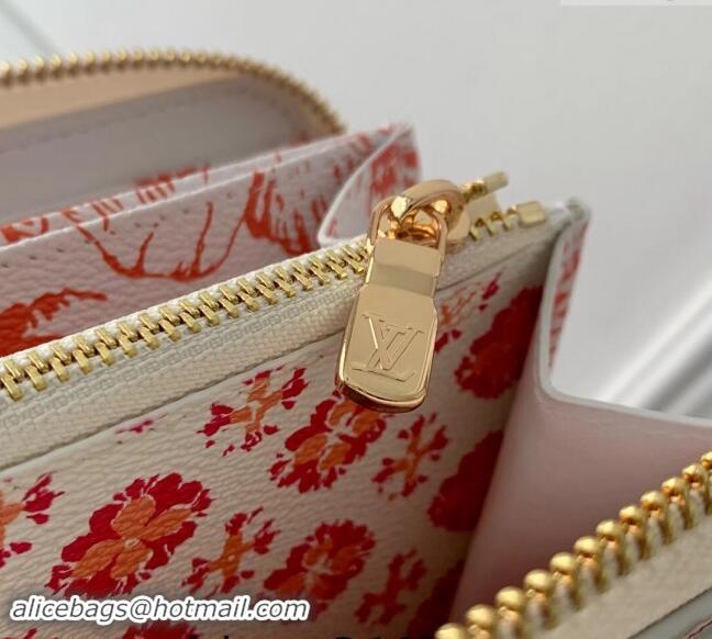 Top Grade Louis Vuitton Zippy Wallet in Monogram Tiles Canvas M11455 Coral Pink 2024