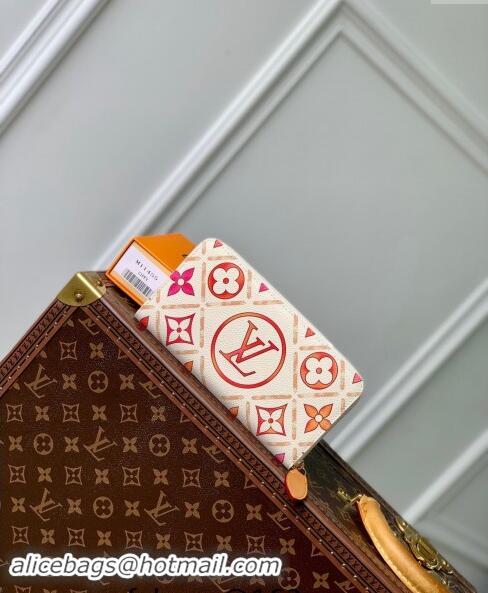 Top Grade Louis Vuitton Zippy Wallet in Monogram Tiles Canvas M11455 Coral Pink 2024