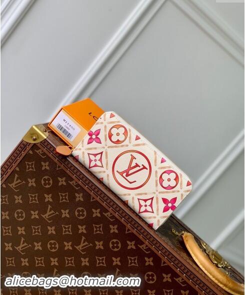 Top Grade Louis Vuitton Zippy Wallet in Monogram Tiles Canvas M11455 Coral Pink 2024