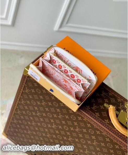 Top Grade Louis Vuitton Zippy Wallet in Monogram Tiles Canvas M11455 Coral Pink 2024