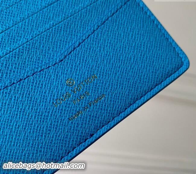 Luxury Cheap Louis Vuitton Slender Wallet in Monogram Surfin' Canvas M83468 Sky Blue 2024