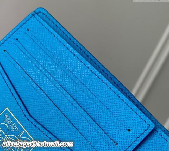 Luxury Cheap Louis Vuitton Slender Wallet in Monogram Surfin' Canvas M83468 Sky Blue 2024