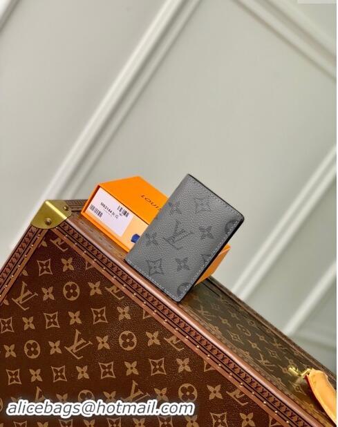 Well Crafted Louis Vuitton Pocket Organizer Wallet in Grey Monogram Eclipse Canvas M61696 2024