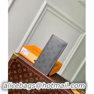 Luxurious Louis Vuitton Brazza Wallet in Grey Monogram Eclipse Canvas M61697 2024