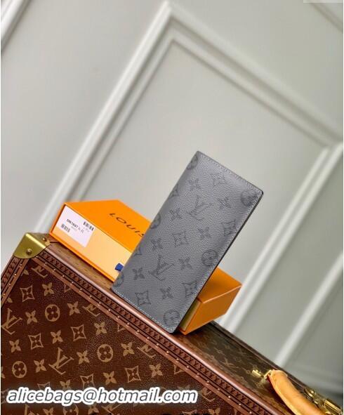 Luxurious Louis Vuitton Brazza Wallet in Grey Monogram Eclipse Canvas M61697 2024