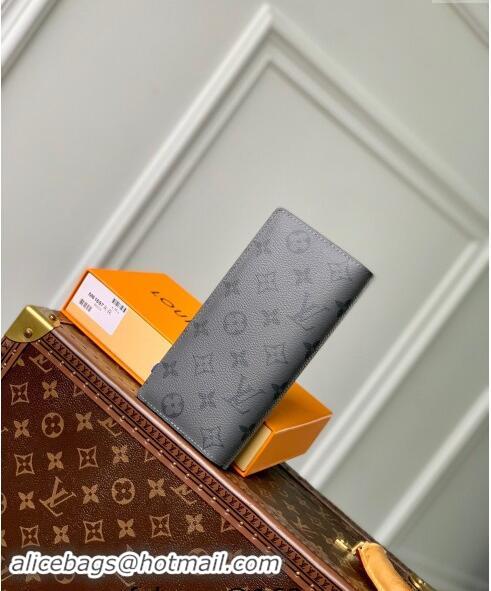 Luxurious Louis Vuitton Brazza Wallet in Grey Monogram Eclipse Canvas M61697 2024