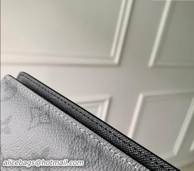 Luxurious Louis Vuitton Brazza Wallet in Grey Monogram Eclipse Canvas M61697 2024