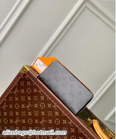 Best Quality Louis Vuitton Zippy Wallet Vertical in Grey Monogram Eclipse Canvas N63095 2024