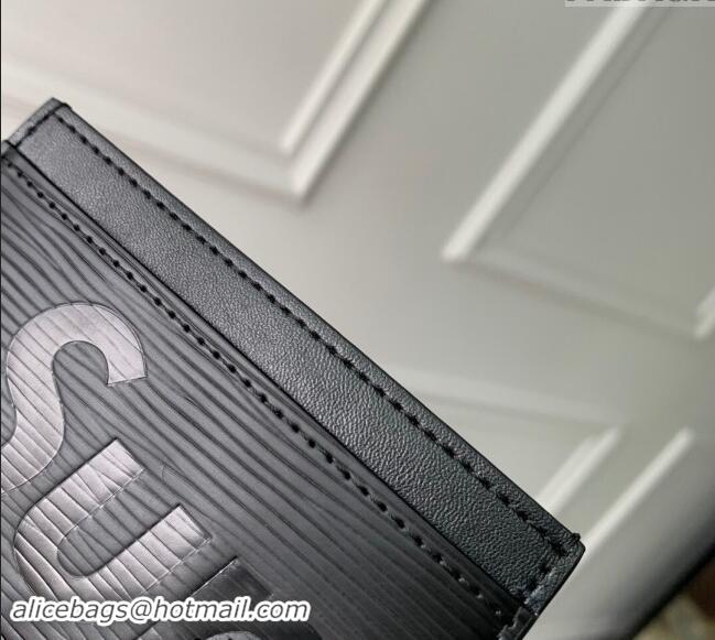 Good Looking Supreme x Louis Vuitton Card Holder Wallet in Epi Leather M64543 Black 2024