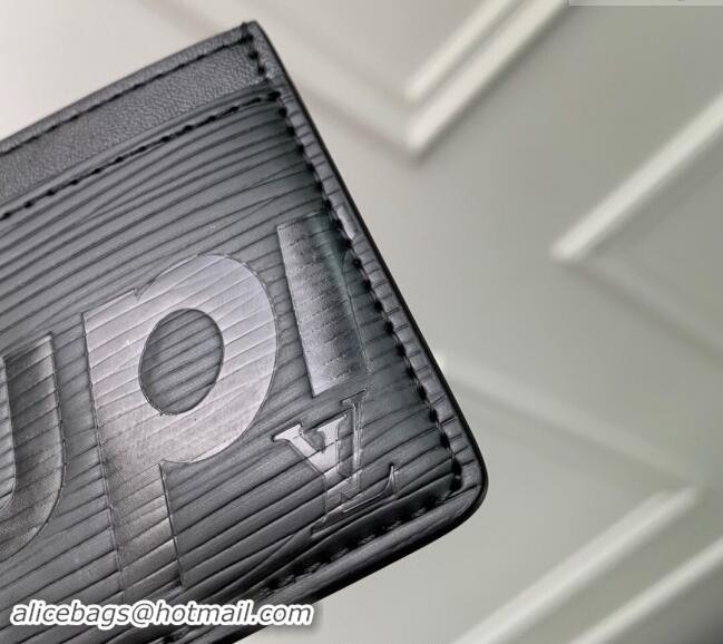 Good Looking Supreme x Louis Vuitton Card Holder Wallet in Epi Leather M64543 Black 2024