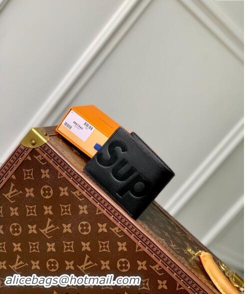 Luxury Cheap Supreme x Louis Vuitton Multiple Wallet in Epi Leather M64542 Black 2024