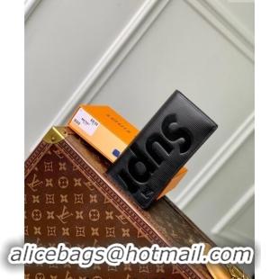 Luxury Cheap Supreme x Louis Vuitton Brazza Wallet in Epi Leather M64541 Black 2024