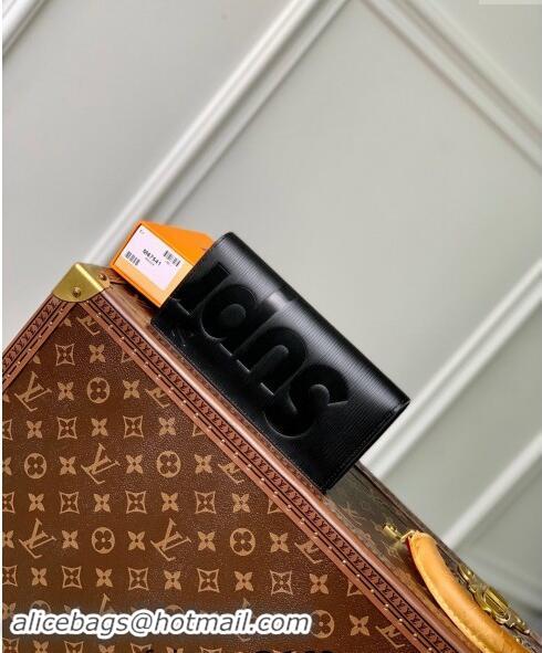 Luxury Cheap Supreme x Louis Vuitton Brazza Wallet in Epi Leather M64541 Black 2024