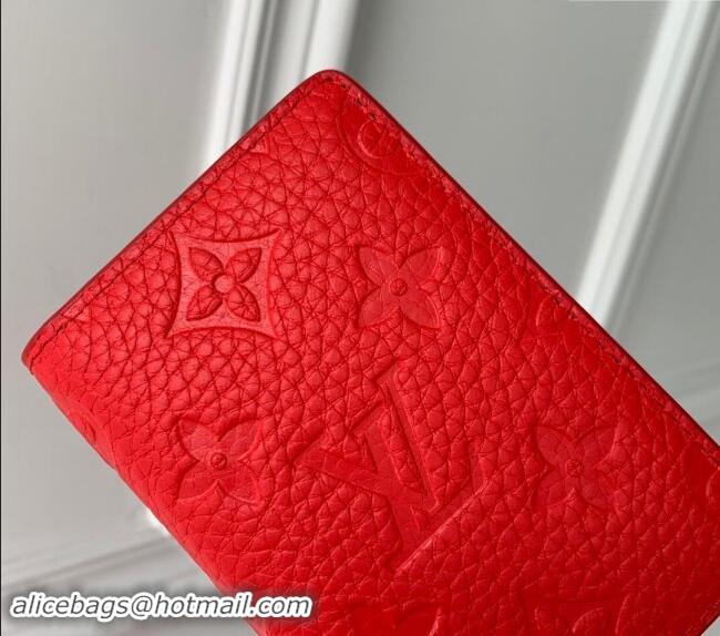 Well Crafted Louis Vuitton Pocket Organizer Wallet in Monogram Leather M83069 Red 2024