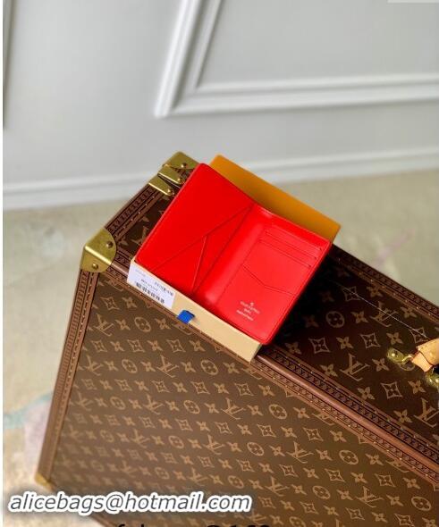 Well Crafted Louis Vuitton Pocket Organizer Wallet in Monogram Leather M83069 Red 2024