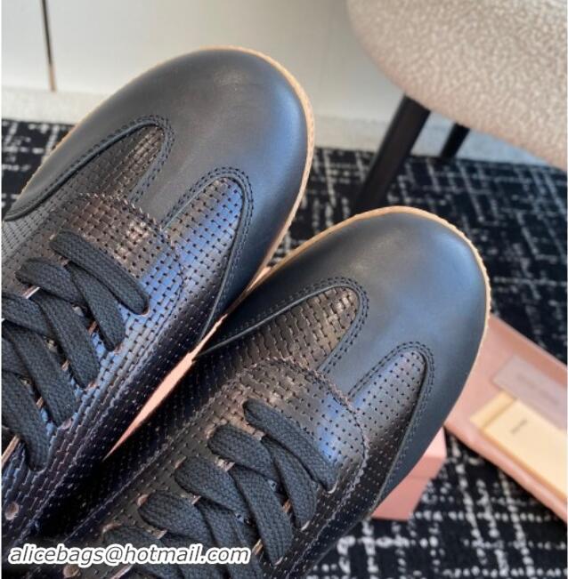 Perfect Miu Miu Wove-Embossed and Nappa Leather Sneakers Black 014005