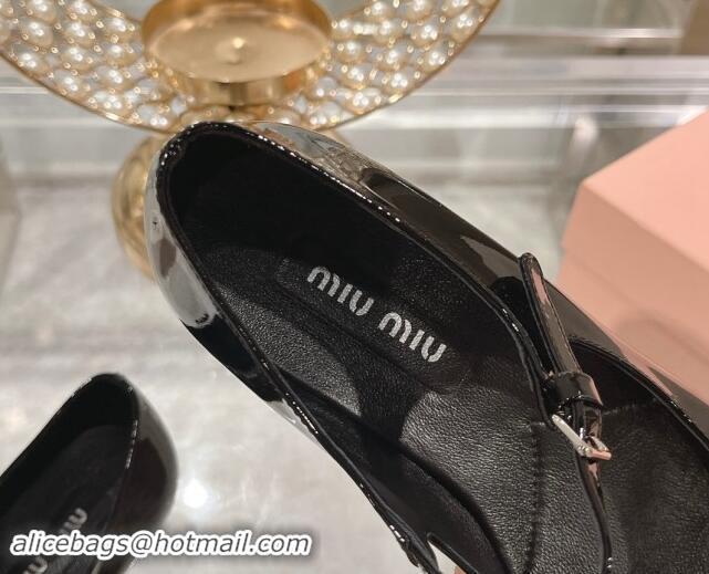 Classic Hot Miu Miu Patent Leather Mary Janes Pumps Black 014021