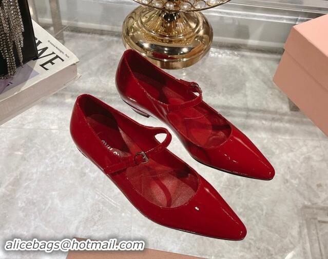 Good Product Miu Miu Patent Leather Mary Janes Pumps Red 014022 