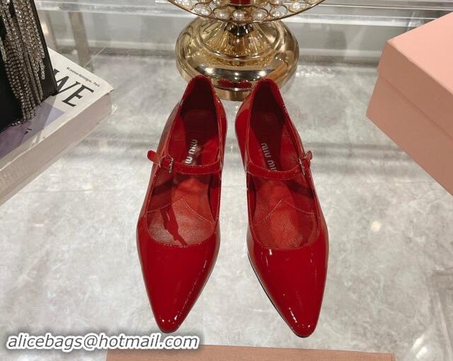 Good Product Miu Miu Patent Leather Mary Janes Pumps Red 014022 