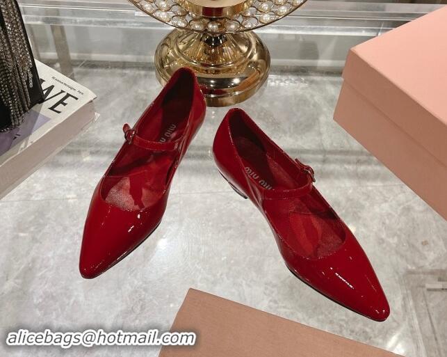 Good Product Miu Miu Patent Leather Mary Janes Pumps Red 014022 