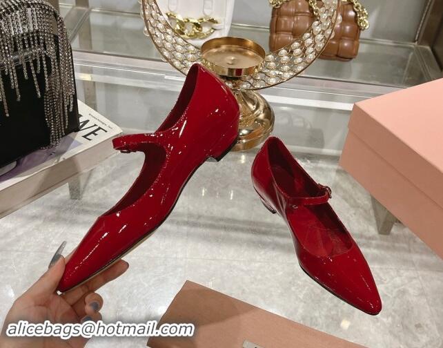 Good Product Miu Miu Patent Leather Mary Janes Pumps Red 014022 