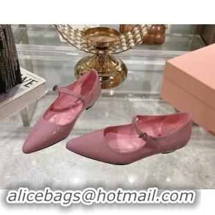 Popular Style Miu Miu Patent Leather Mary Janes Pumps Pink 1014023