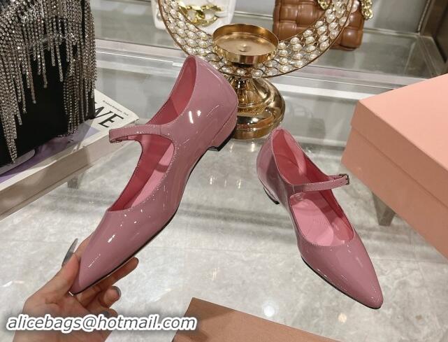 Popular Style Miu Miu Patent Leather Mary Janes Pumps Pink 1014023