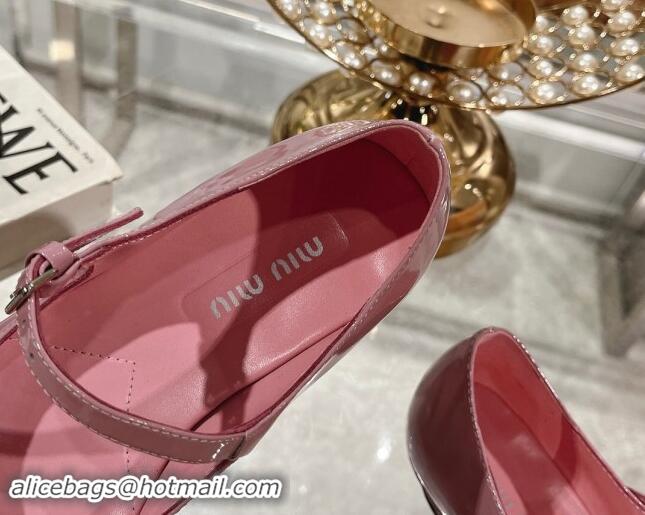 Popular Style Miu Miu Patent Leather Mary Janes Pumps Pink 1014023