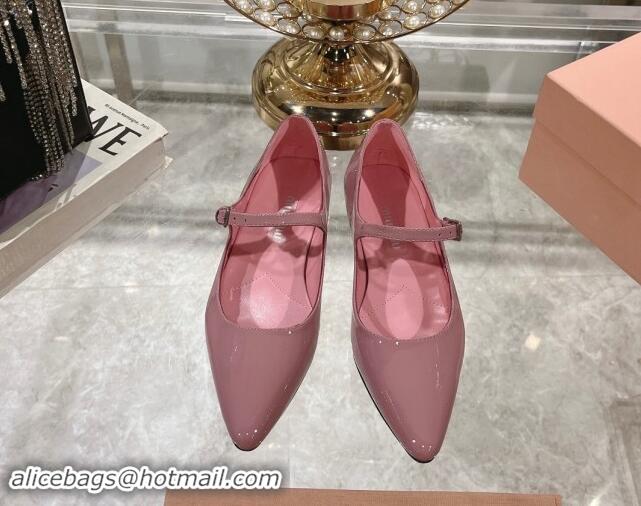 Popular Style Miu Miu Patent Leather Mary Janes Pumps Pink 1014023