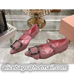 Shop Duplicate Miu Miu Patent Leather Mary Janes Pumps with Buckle Pink 1014028