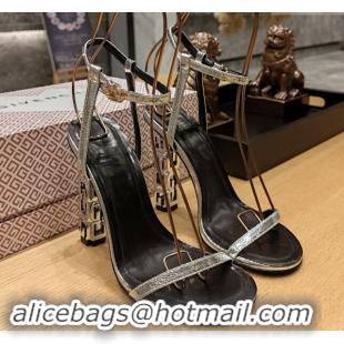 Popular Style Givenchy High Heel Sandals 10cm Heel in Metallic Leather Silver 40102