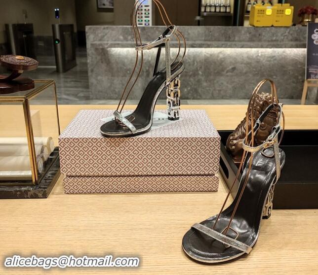 Popular Style Givenchy High Heel Sandals 10cm Heel in Metallic Leather Silver 40102