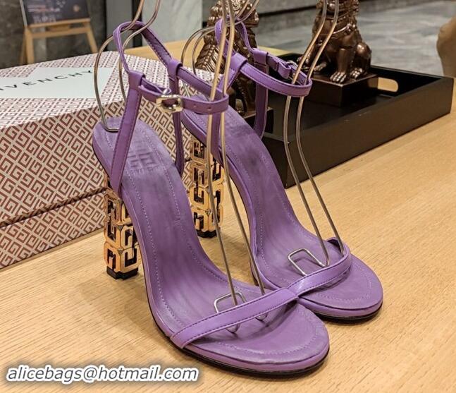 Cheap Price Givenchy High Heel Sandals 10cm Heel in Smooth Leather Purple 040103