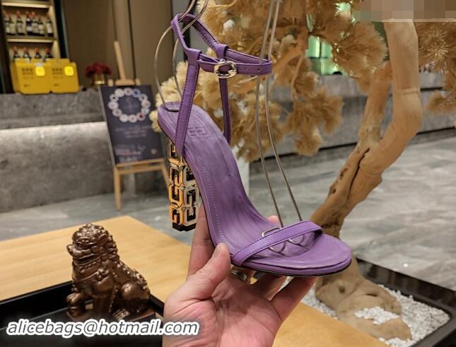 Cheap Price Givenchy High Heel Sandals 10cm Heel in Smooth Leather Purple 040103