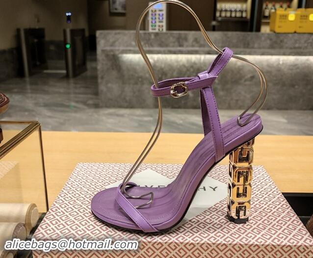 Cheap Price Givenchy High Heel Sandals 10cm Heel in Smooth Leather Purple 040103