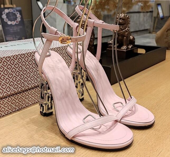 Pretty Style Givenchy High Heel Sandals 10cm Heel in Smooth Leather Pink 040104