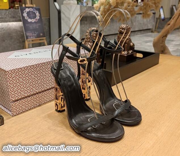 Top Design Givenchy High Heel Sandals 10cm Heel in Smooth Leather Black 040105