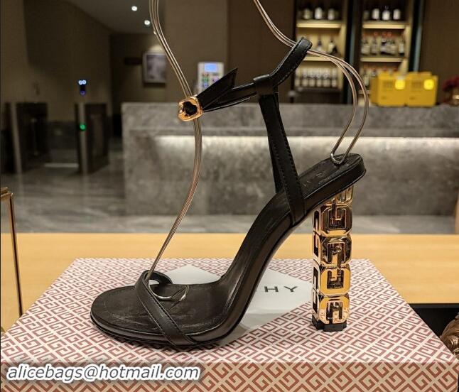 Top Design Givenchy High Heel Sandals 10cm Heel in Smooth Leather Black 040105