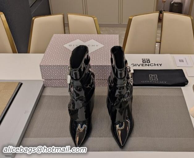 Good Quality Givenchy Shark Lock Patent Leather Medium Boots 10cm Black 030092