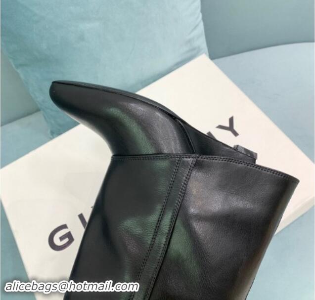 Unique Style Givenchy Shark Lock Buckles Wedge Ankle Boots 8.5cm in Leather Black 009096