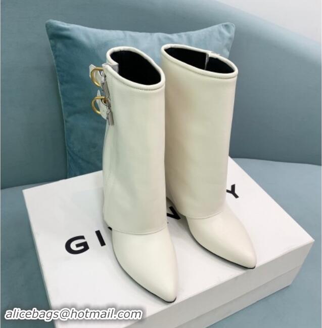 Good Looking Givenchy Shark Lock Buckles Wedge Ankle Boots 8.5cm in Leather White 009097