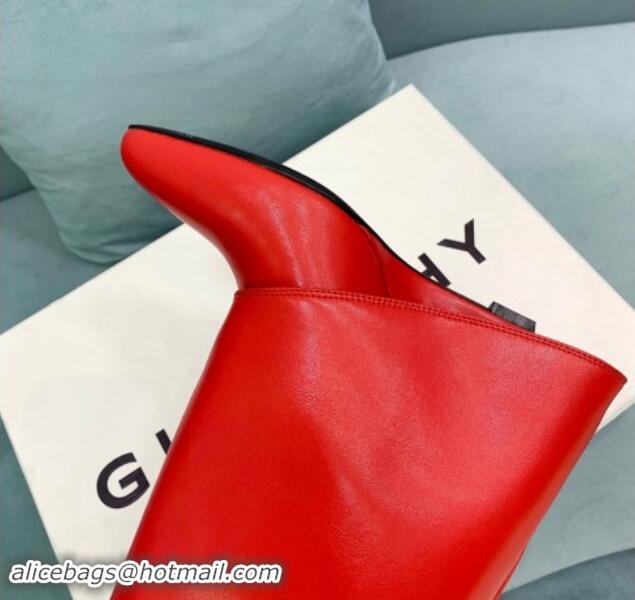 Durable Givenchy Shark Lock Buckles Wedge Ankle Boots 8.5cm in Leather Red 1009098